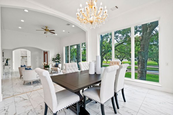 A staged dining room