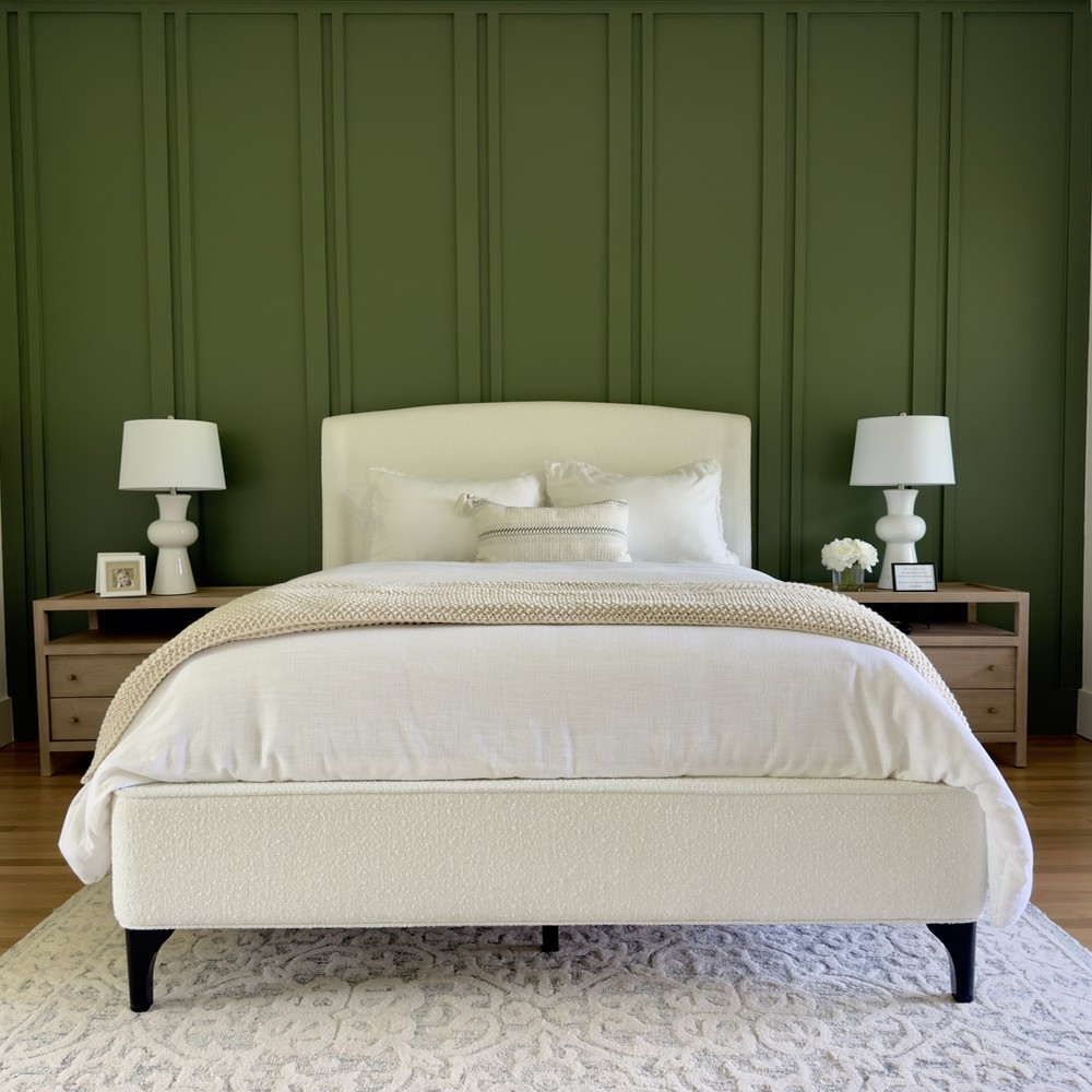 Round Top, TX Home Staging Primary Bedroom with white bed